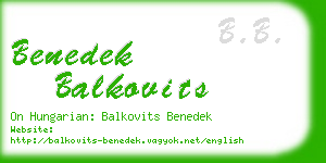 benedek balkovits business card